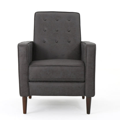 Roomfitters Push-Back Recliner Chair with Button Tufting and Tapered Wood Legs, Lounge Accent Chair for Living Room