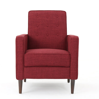 Roomfitters Push-Back Recliner Chair with Button Tufting and Tapered Wood Legs, Lounge Accent Chair for Living Room