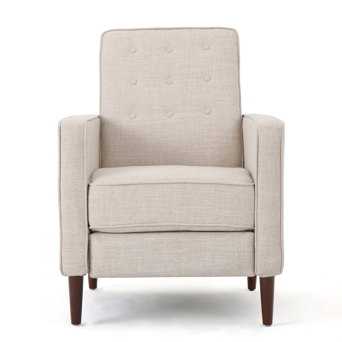 Roomfitters Push-Back Recliner Chair with Button Tufting and Tapered Wood Legs, Lounge Accent Chair for Living Room
