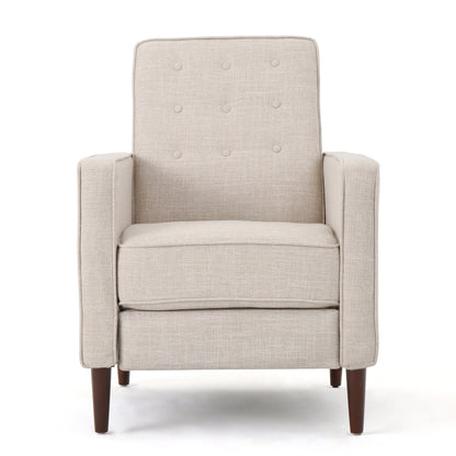 Roomfitters Push-Back Recliner Chair with Button Tufting and Tapered Wood Legs, Lounge Accent Chair for Living Room
