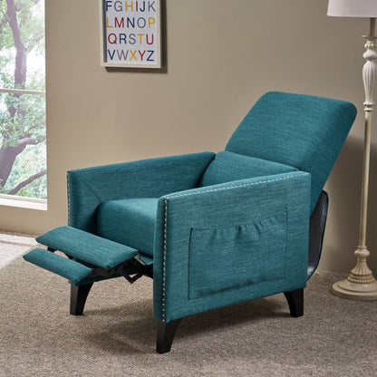 Roomfitters Push-Back Recliner Chair with Nailhead Trim and Tapered Legs, Tufted Accent Lounge Chair for Living Room