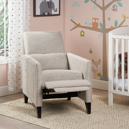 Roomfitters Push-Back Recliner Chair with Nailhead Trim and Tapered Legs, Tufted Accent Lounge Chair for Living Room