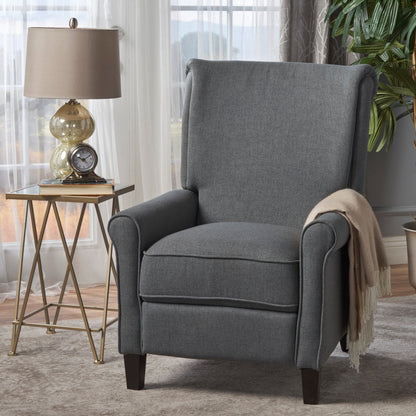 Roomfitters Push Back Recliner Chair with Rolled Arms and Padded Seat for Living Room or Study