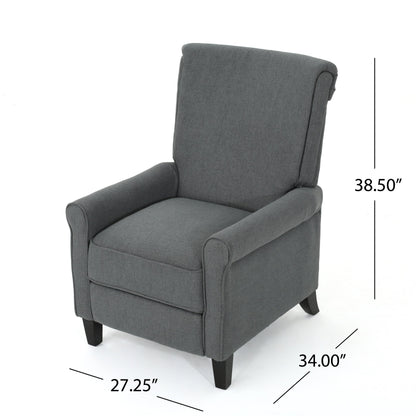 Roomfitters Push Back Recliner Chair with Rolled Arms and Padded Seat for Living Room or Study