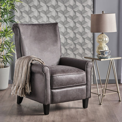 Roomfitters Push Back Recliner Chair with Rolled Arms and Padded Seat for Living Room or Study