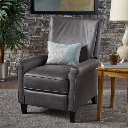 Roomfitters Push Back Recliner Chair with Rolled Arms and Padded Seat for Living Room or Study