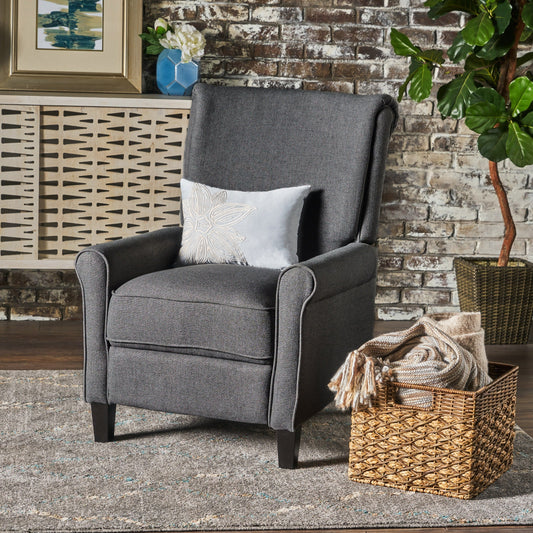 Roomfitters Push Back Recliner Chair with Rolled Arms and Padded Seat for Living Room or Study