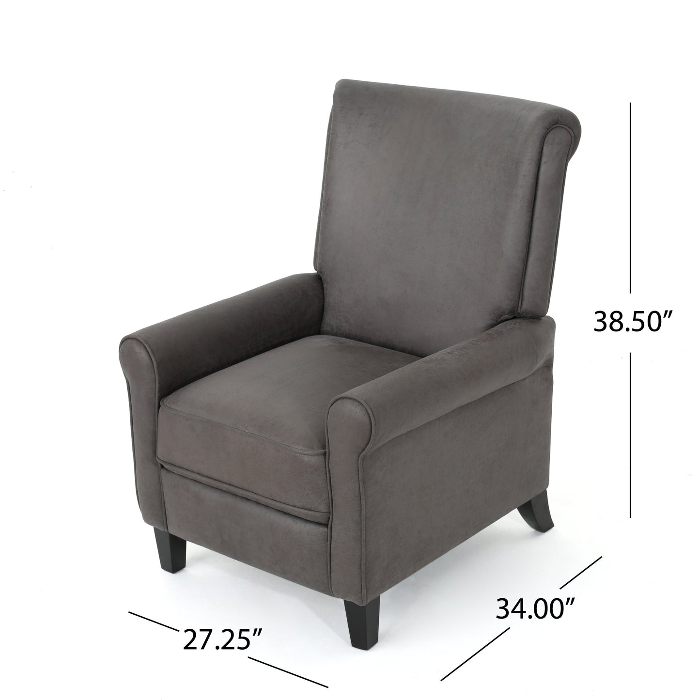 Roomfitters Push Back Recliner Chair with Rolled Arms and Padded Seat for Living Room or Study