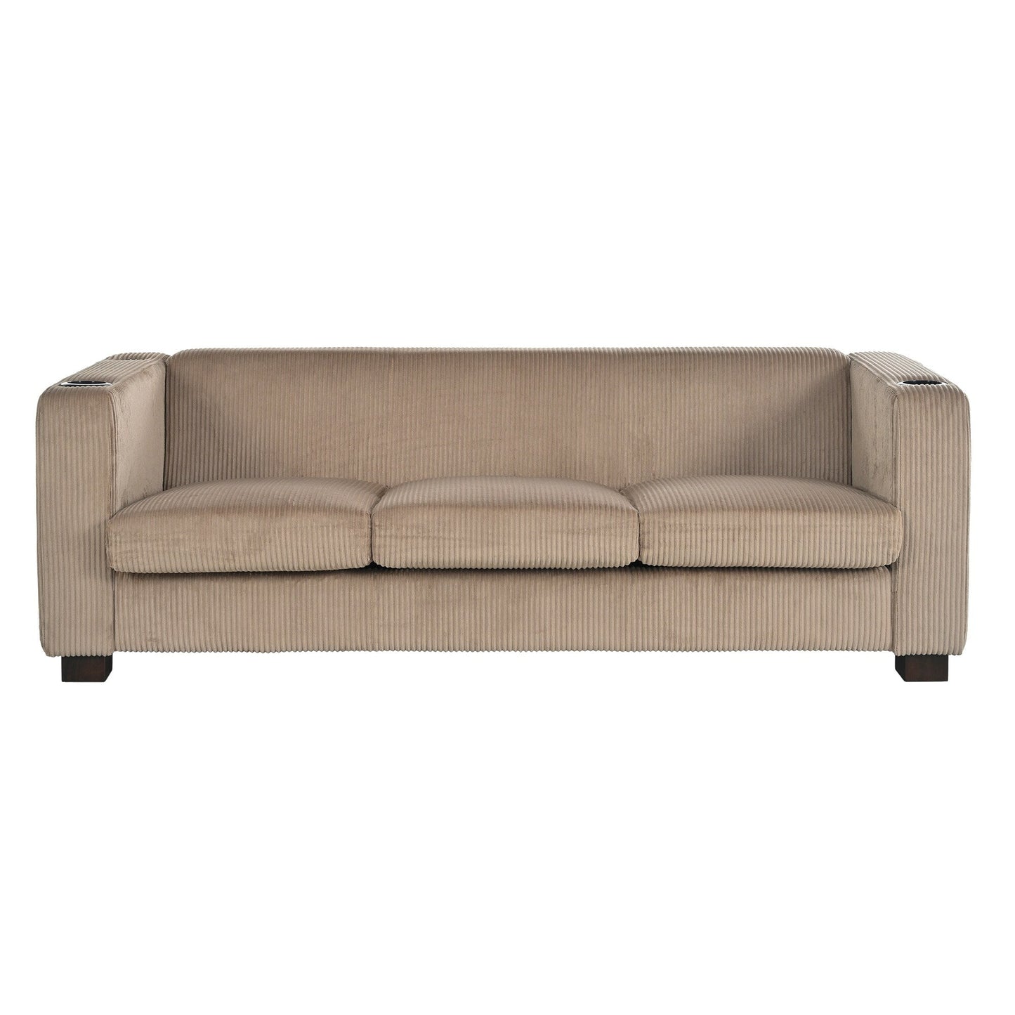 Roomfitters Ribbed Corduroy 3-Seater Track-Arm Sofa, Contemporary Living Room Couch