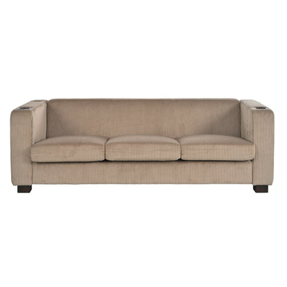 Roomfitters Ribbed Corduroy 3-Seater Track-Arm Sofa, Contemporary Living Room Couch