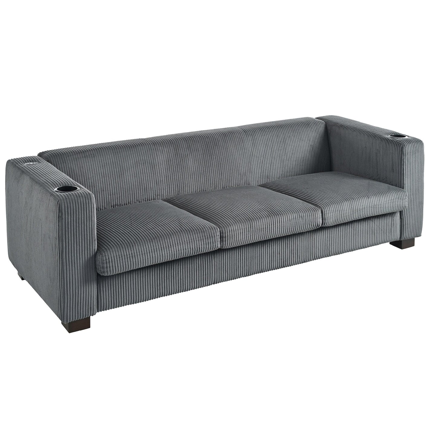 Roomfitters Ribbed Corduroy 3-Seater Track-Arm Sofa, Contemporary Living Room Couch
