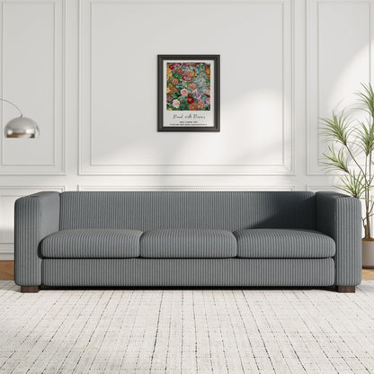 Roomfitters Ribbed Corduroy 3-Seater Track-Arm Sofa, Contemporary Living Room Couch