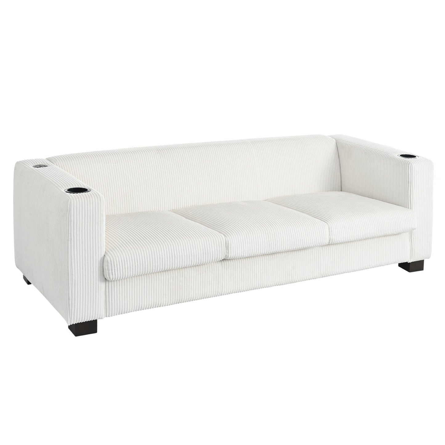 Roomfitters Ribbed Corduroy 3-Seater Track-Arm Sofa, Contemporary Living Room Couch