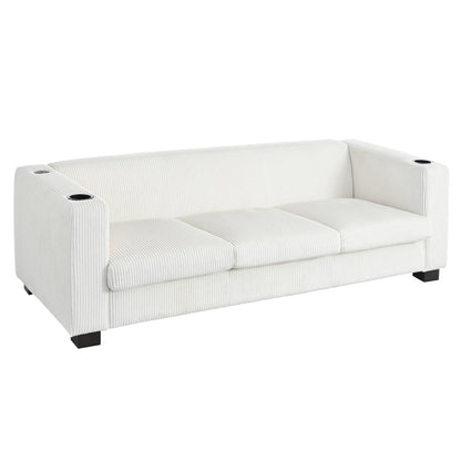 Roomfitters Ribbed Corduroy 3-Seater Track-Arm Sofa, Contemporary Living Room Couch