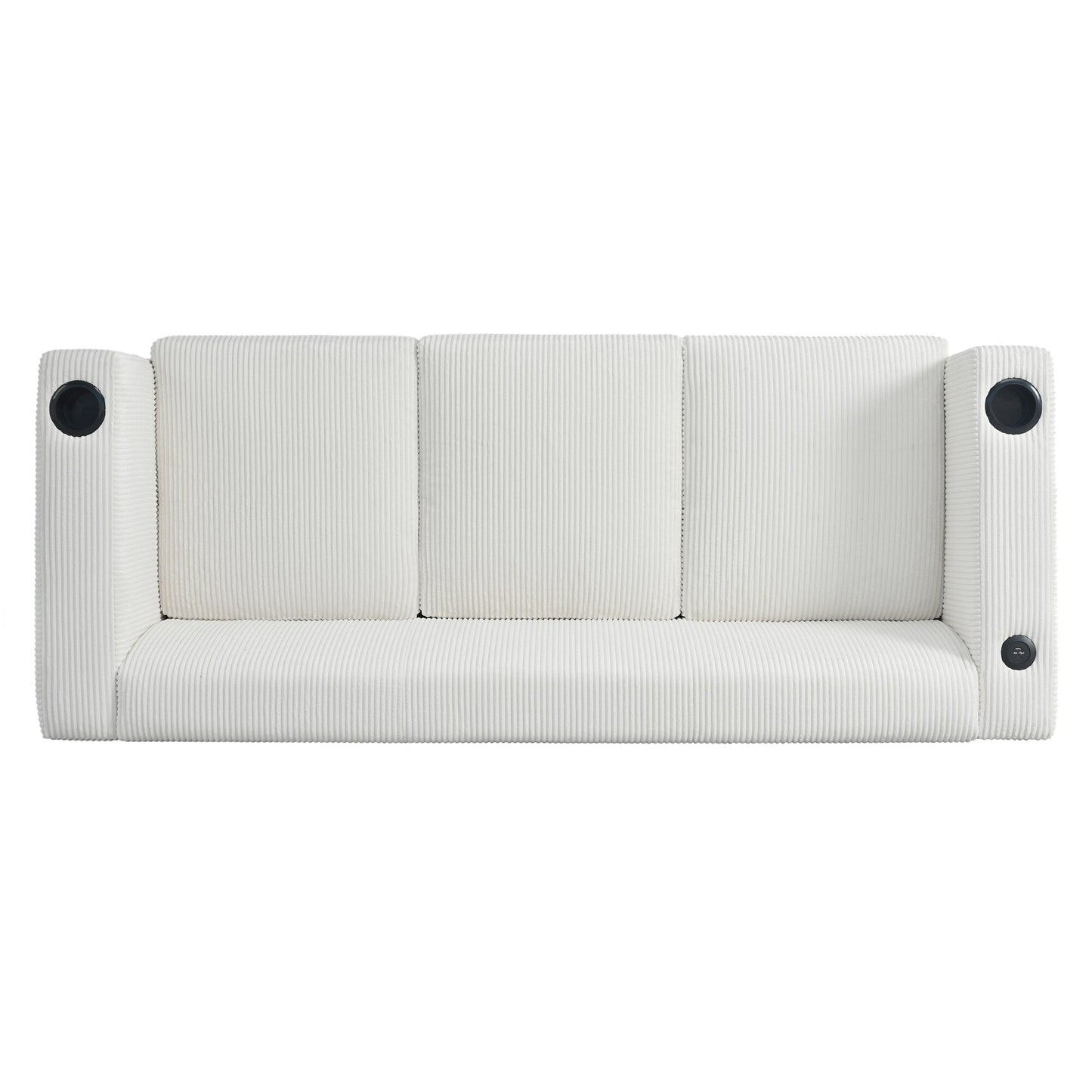 Roomfitters Ribbed Corduroy 3-Seater Track-Arm Sofa, Contemporary Living Room Couch