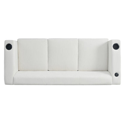 Roomfitters Ribbed Corduroy 3-Seater Track-Arm Sofa, Contemporary Living Room Couch