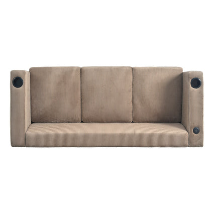 Roomfitters Ribbed Corduroy 3-Seater Track-Arm Sofa, Contemporary Living Room Couch