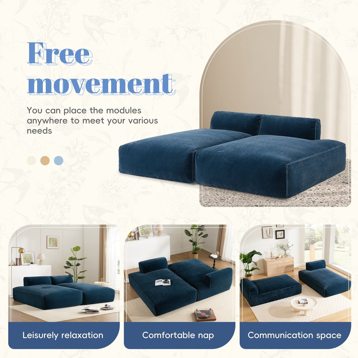 Roomfitters Right-Facing Modular Sofa with Foam-Filled Seat, Compressed Floor Couch for Living Room, No Assembly Needed