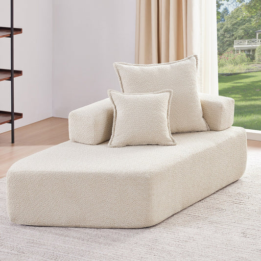 Roomfitters Special Frame for Modular U Shaped Sectional Sofa, Boucle Upholstered Floor Couch with Foam Seat, Beige