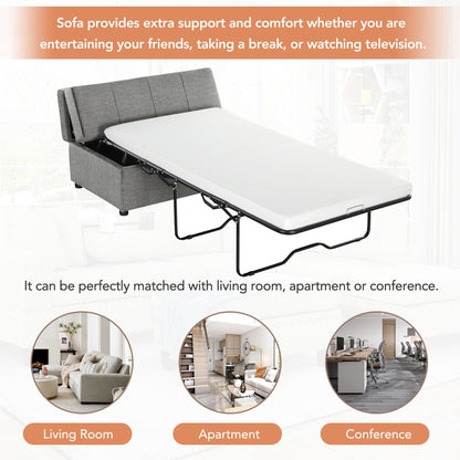 Roomfitters Twin Folding Ottoman Sleeper Bed with Mattress Convertible Guest Bed