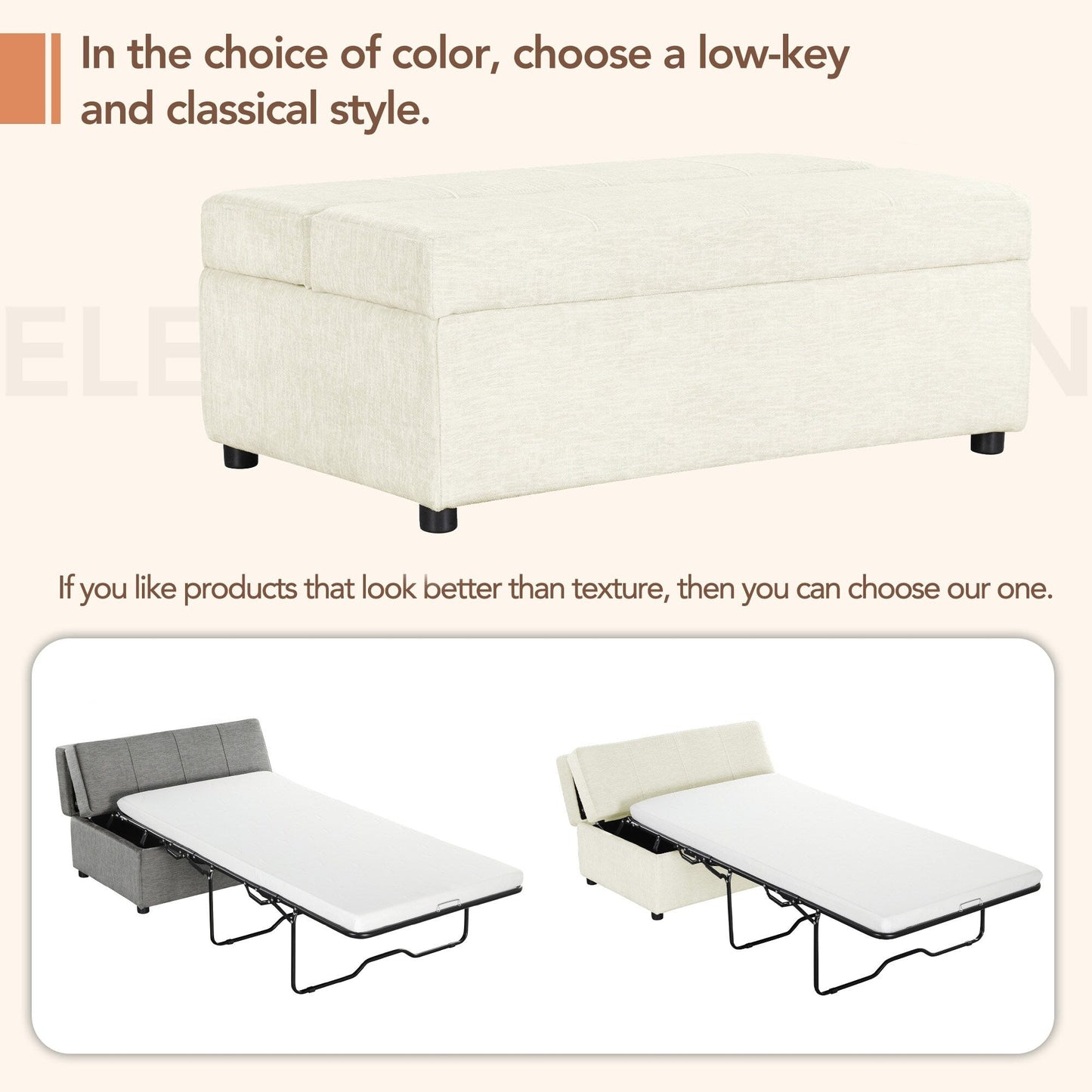 Roomfitters Twin Folding Ottoman Sleeper Bed with Mattress Convertible Guest Bed