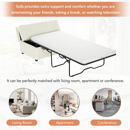 Roomfitters Twin Folding Ottoman Sleeper Bed with Mattress Convertible Guest Bed