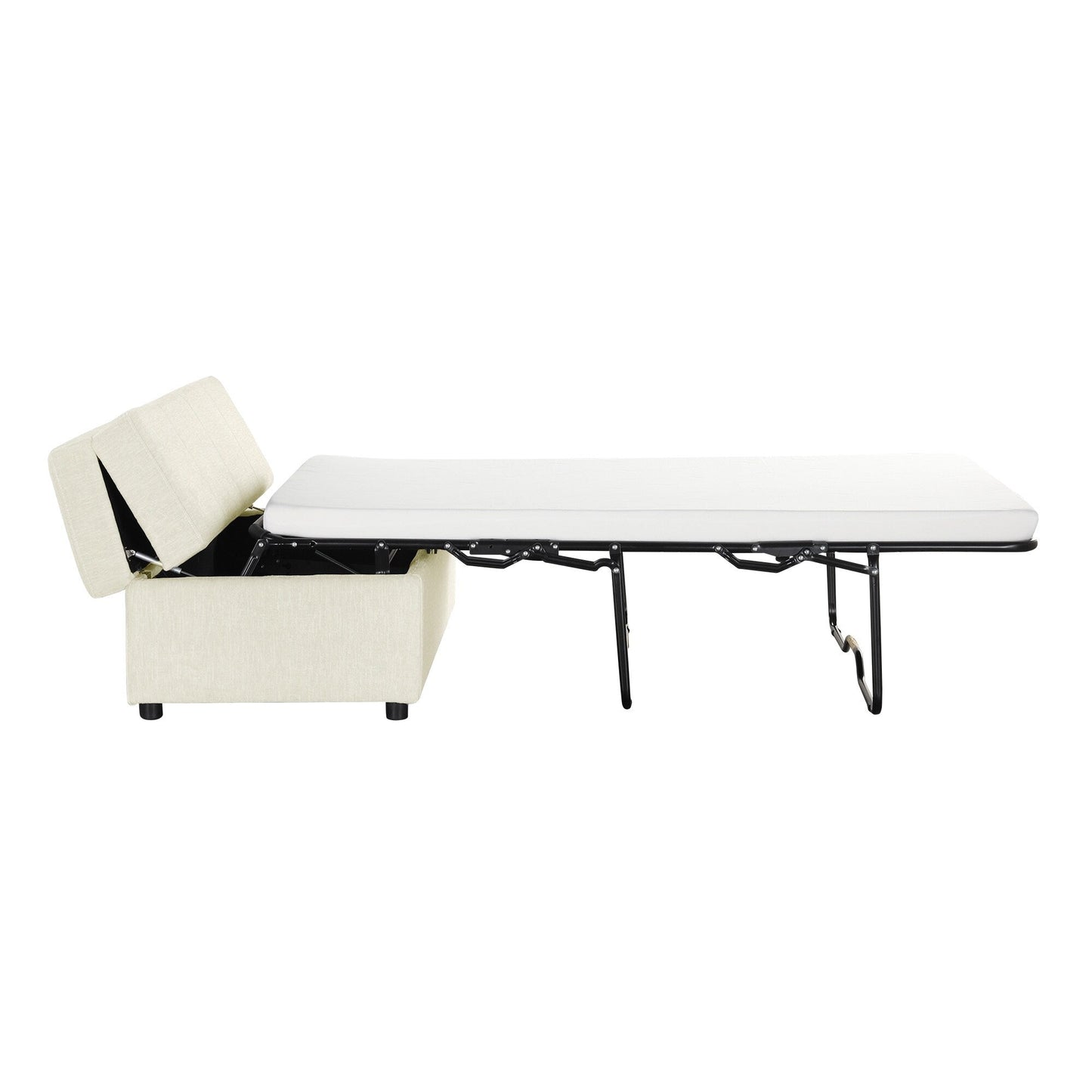 Roomfitters Twin Folding Ottoman Sleeper Bed with Mattress Convertible Guest Bed