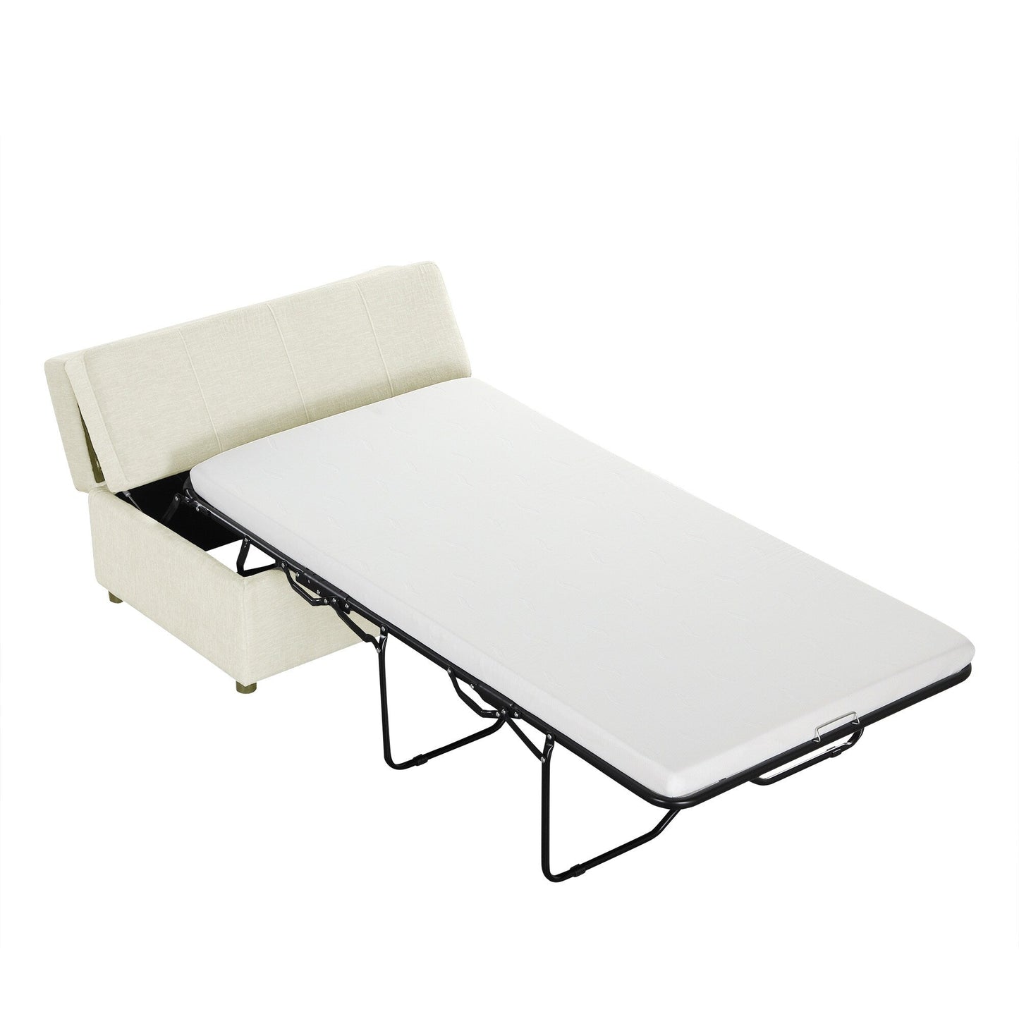 Roomfitters Twin Folding Ottoman Sleeper Bed with Mattress Convertible Guest Bed