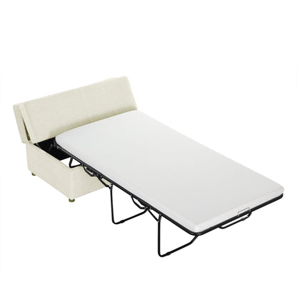 Roomfitters Twin Folding Ottoman Sleeper Bed with Mattress Convertible Guest Bed