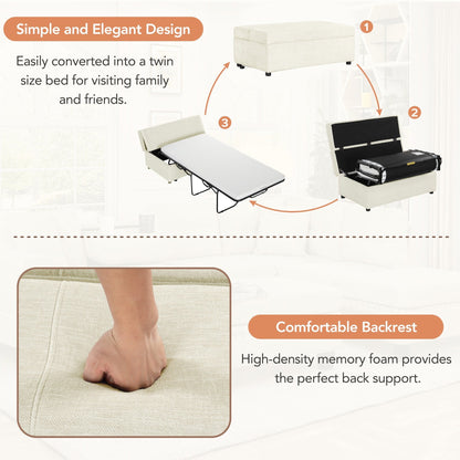 Roomfitters Twin Folding Ottoman Sleeper Bed with Mattress Convertible Guest Bed