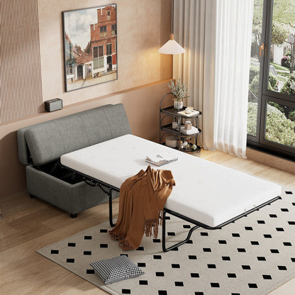 Roomfitters Twin Folding Ottoman Sleeper Bed with Mattress Convertible Guest Bed