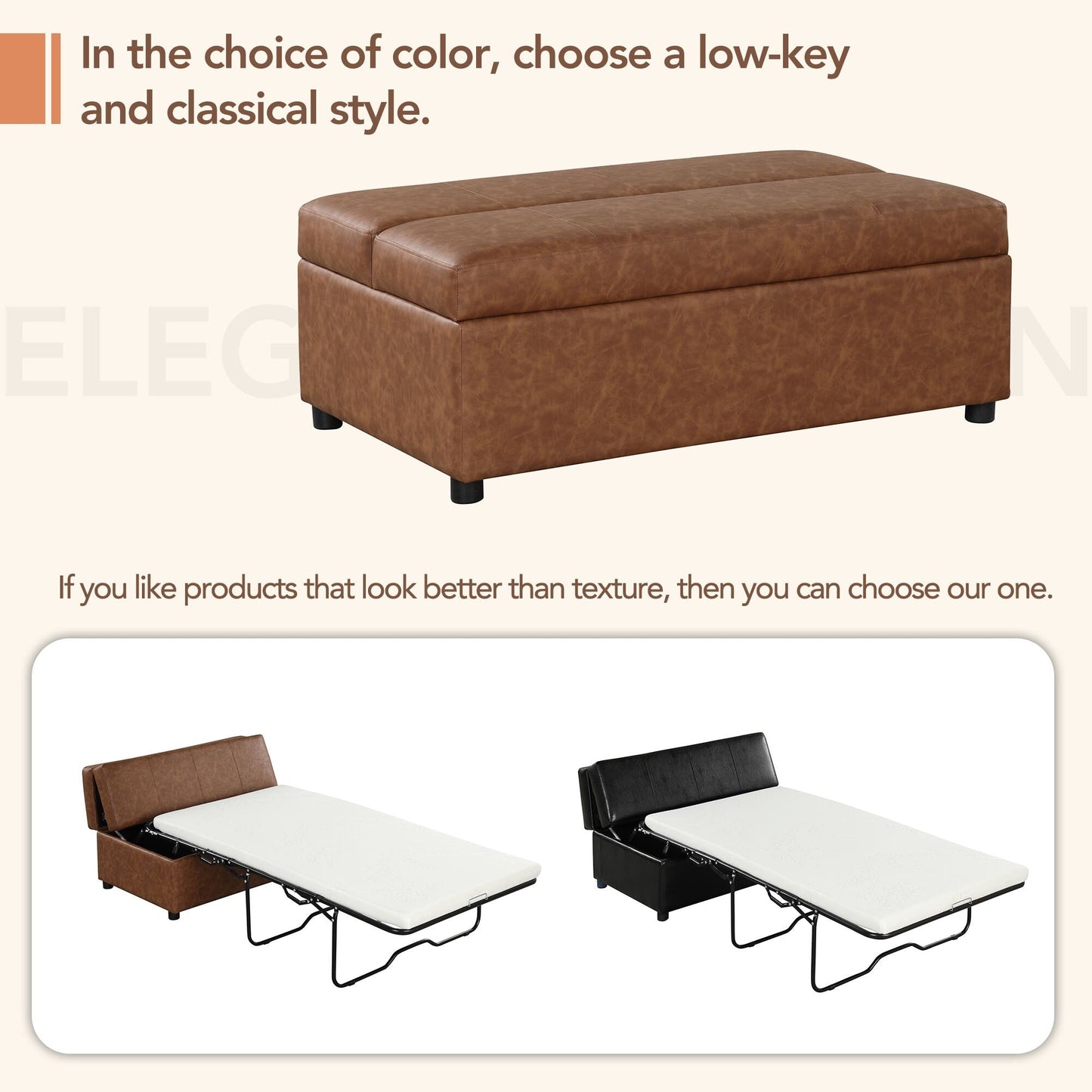Roomfitters Twin Size Folding Ottoman Sleeper Bed with Mattress, Compact Convertible Guest Bed for Living Room