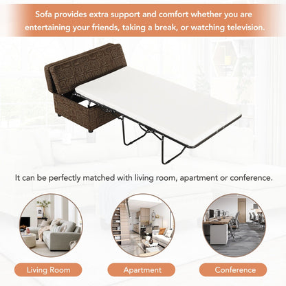 Roomfitters Twin Size Folding Ottoman Sleeper Bed with Mattress, Compact Convertible Guest Bed for Living Room