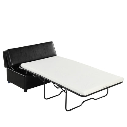 Roomfitters Twin Size Folding Ottoman Sleeper Bed with Mattress, Compact Convertible Guest Bed for Living Room