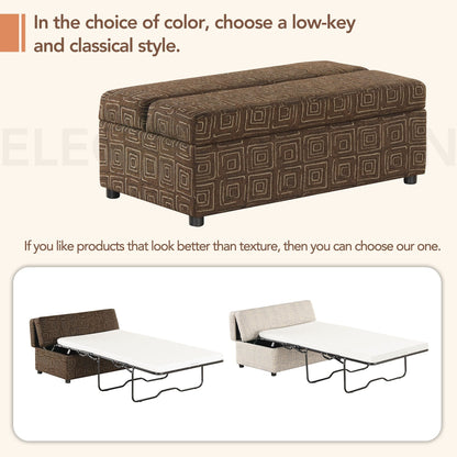 Roomfitters Twin Size Folding Ottoman Sleeper Bed with Mattress, Compact Convertible Guest Bed for Living Room