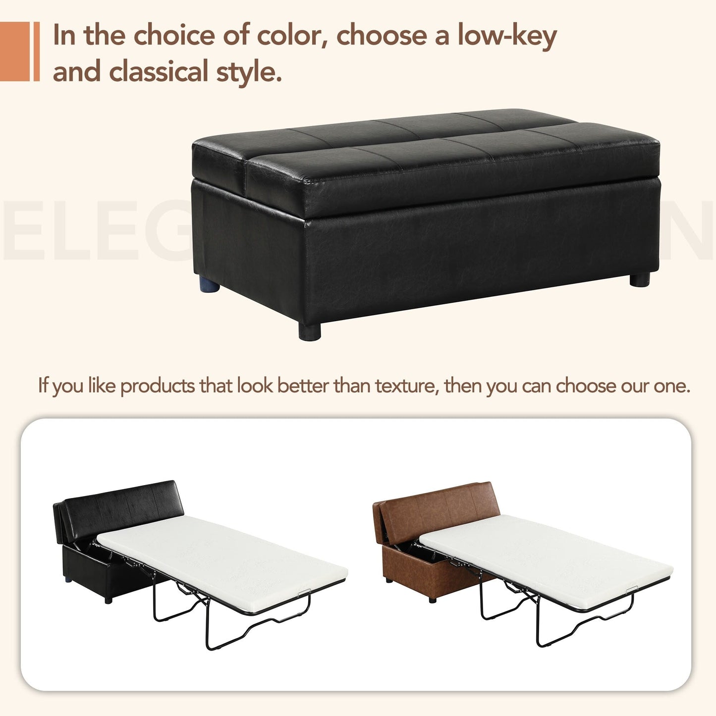 Roomfitters Twin Size Folding Ottoman Sleeper Bed with Mattress, Compact Convertible Guest Bed for Living Room