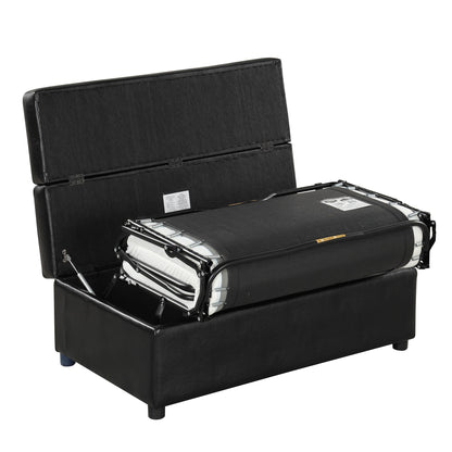 Roomfitters Twin Size Folding Ottoman Sleeper Bed with Mattress, Compact Convertible Guest Bed for Living Room