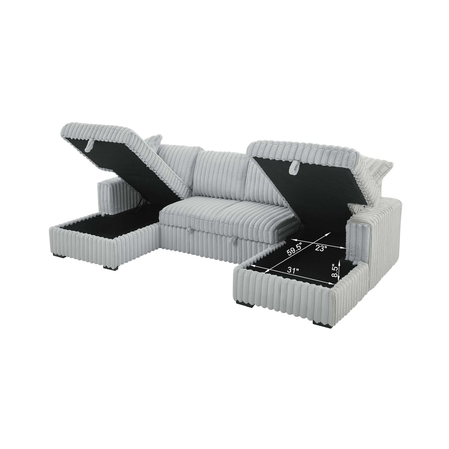 Roomfitters U Shaped Sleeper Sofa, 122 Inch Oversized - 2 in 1 Pull Out Bed, Sectional Sleeper Sofa with Double Storage Chaise