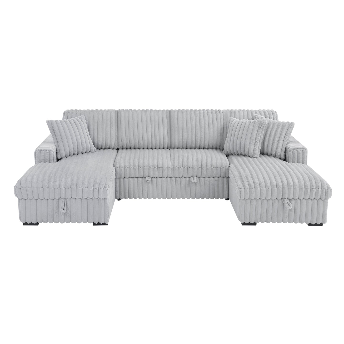 Roomfitters U Shaped Sleeper Sofa, 122 Inch Oversized - 2 in 1 Pull Out Bed, Sectional Sleeper Sofa with Double Storage Chaise