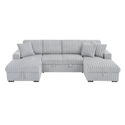 Roomfitters U Shaped Sleeper Sofa, 122 Inch Oversized - 2 in 1 Pull Out Bed, Sectional Sleeper Sofa with Double Storage Chaise