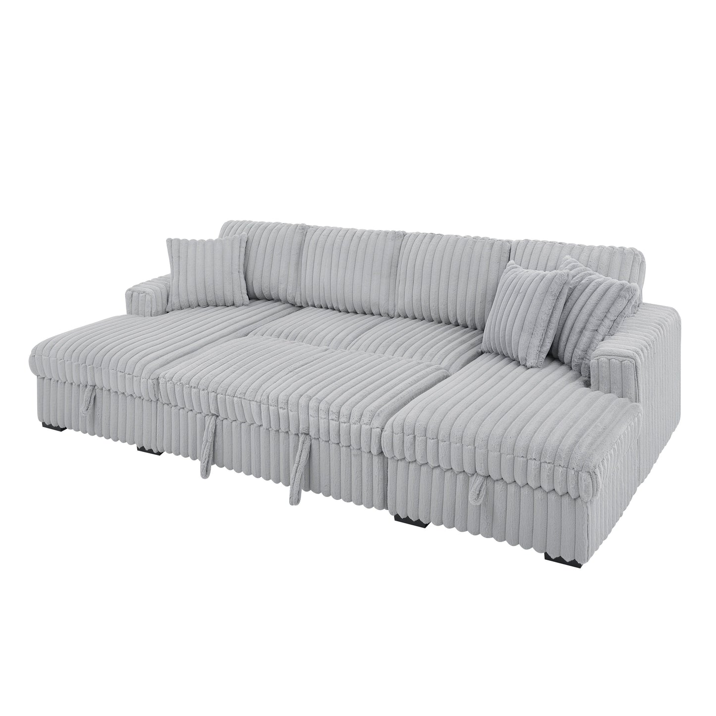 Roomfitters U Shaped Sleeper Sofa, 122 Inch Oversized - 2 in 1 Pull Out Bed, Sectional Sleeper Sofa with Double Storage Chaise