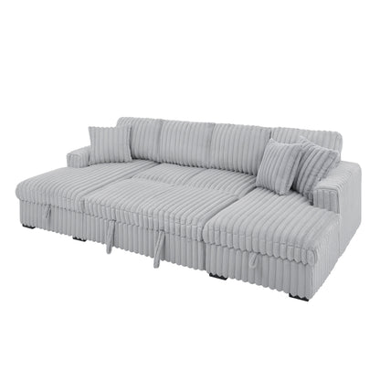 Roomfitters U Shaped Sleeper Sofa, 122 Inch Oversized - 2 in 1 Pull Out Bed, Sectional Sleeper Sofa with Double Storage Chaise