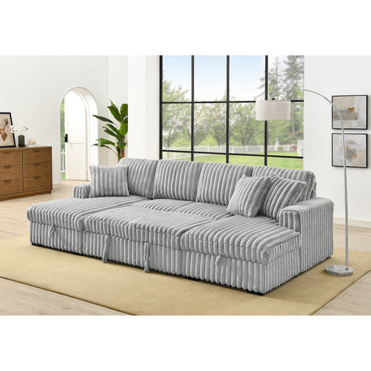 Roomfitters U Shaped Sleeper Sofa, 122 Inch Oversized - 2 in 1 Pull Out Bed, Sectional Sleeper Sofa with Double Storage Chaise