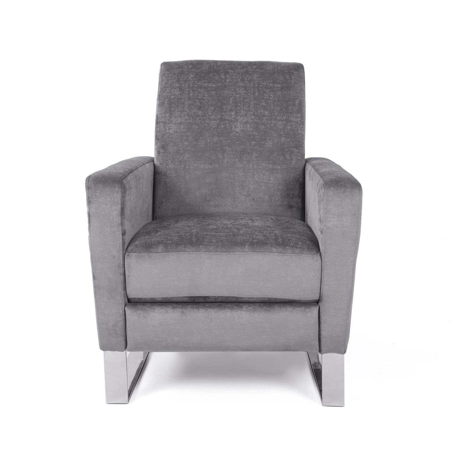 Roomfitters Velvet Push-Back Recliner Chair with Chrome Legs, Modern Accent Chair for Living Room