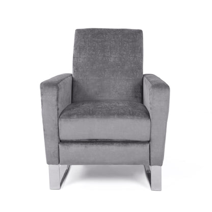 Roomfitters Velvet Push-Back Recliner Chair with Chrome Legs, Modern Accent Chair for Living Room
