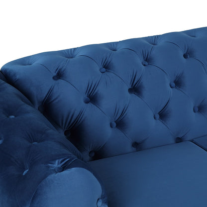 Roomfitters Velvet Upholstered Accent Sofa, Single Chair with Button Tufted Back for Living Room, Bedroom