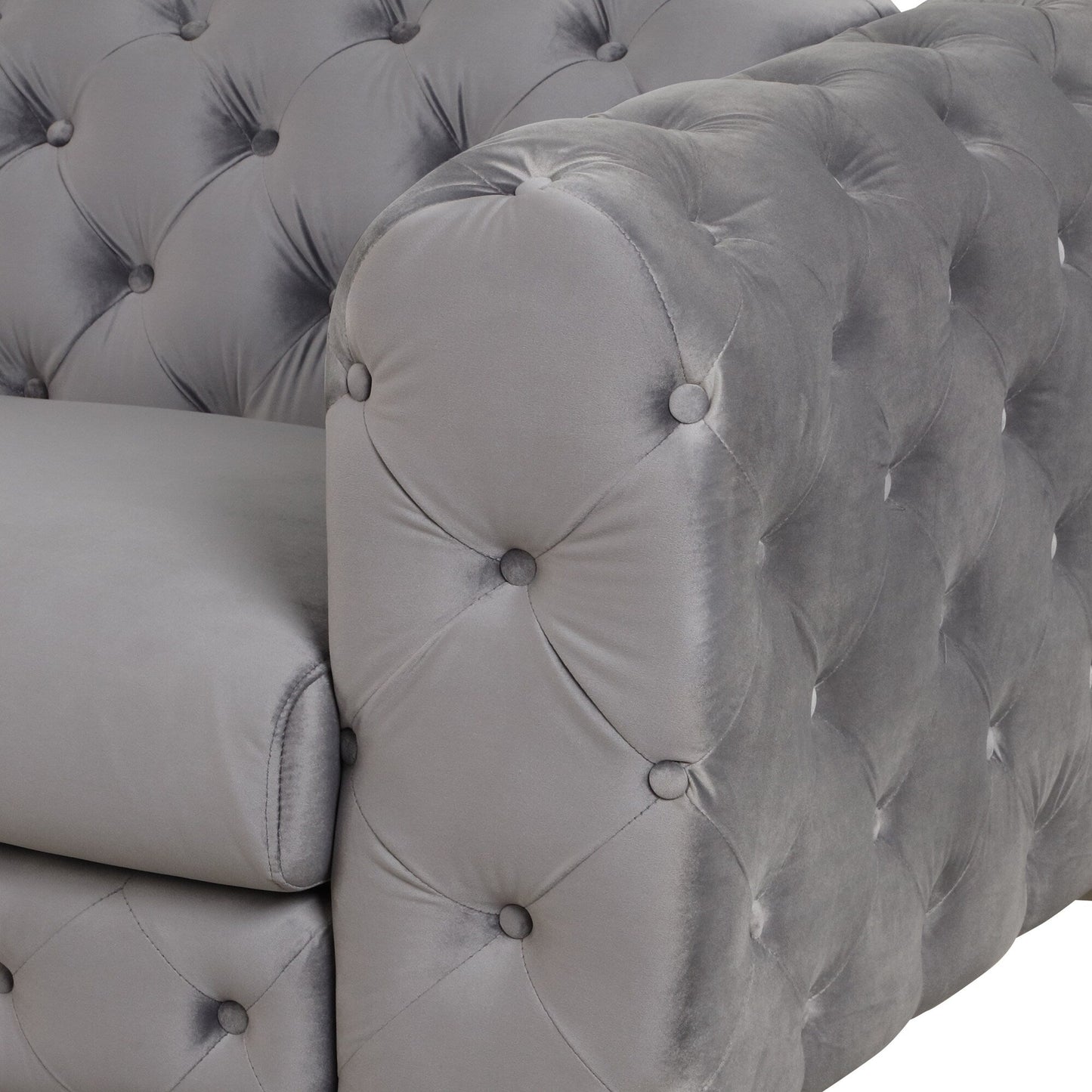 Roomfitters Velvet Upholstered Accent Sofa, Single Chair with Button Tufted Back for Living Room, Bedroom