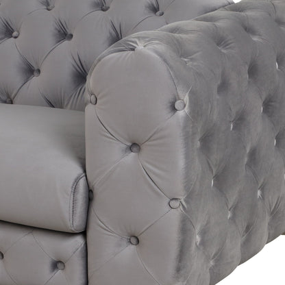 Roomfitters Velvet Upholstered Accent Sofa, Single Chair with Button Tufted Back for Living Room, Bedroom