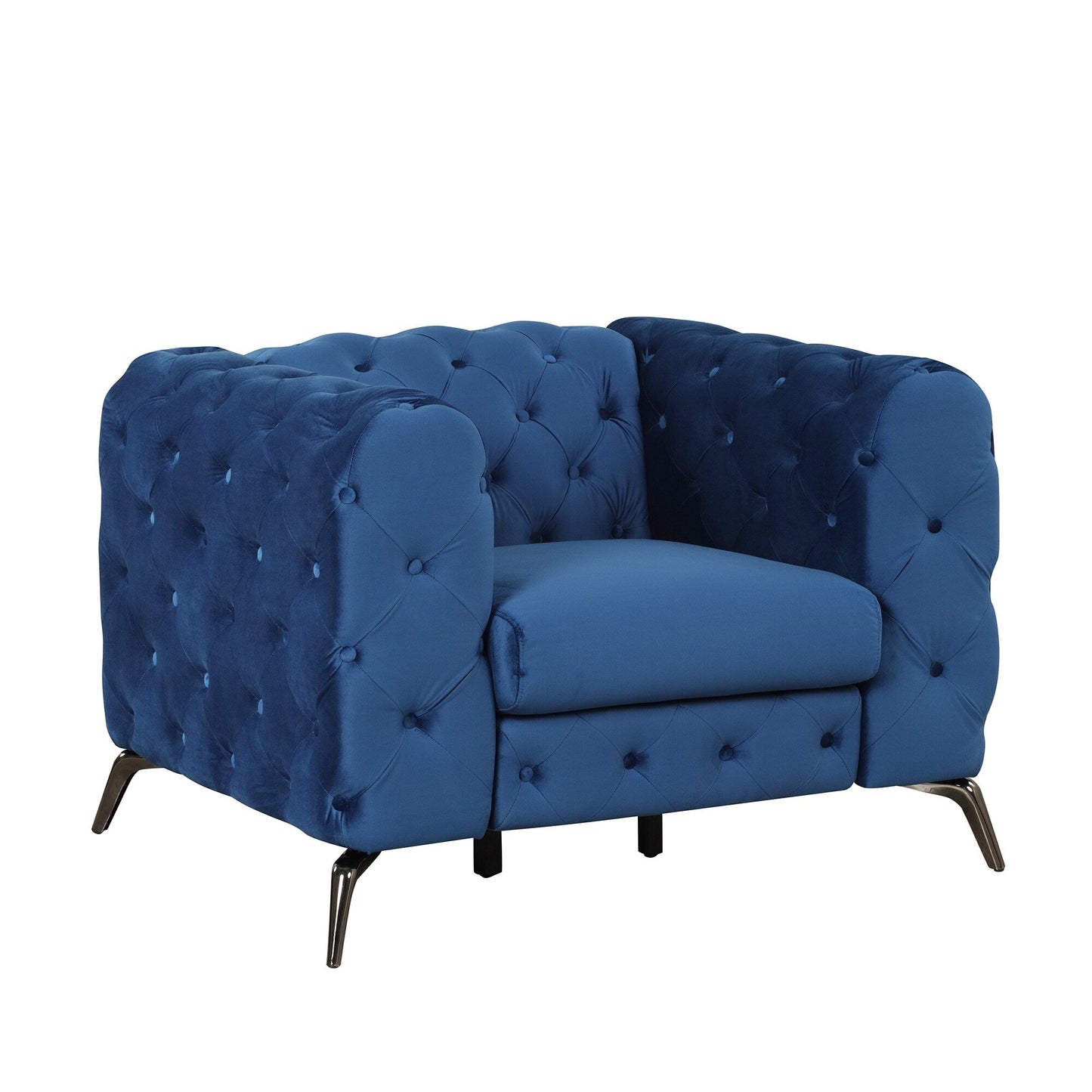 Roomfitters Velvet Upholstered Accent Sofa, Single Chair with Button Tufted Back for Living Room, Bedroom