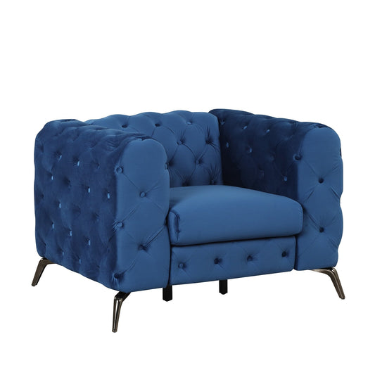 Roomfitters Velvet Upholstered Accent Sofa, Single Chair with Button Tufted Back for Living Room, Bedroom